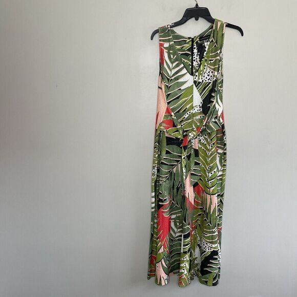 SLATE & WILLOW Tropical Jumpsuit Women Medium Wide-Leg Crop Sleeveless Green - Picture 2 of 16